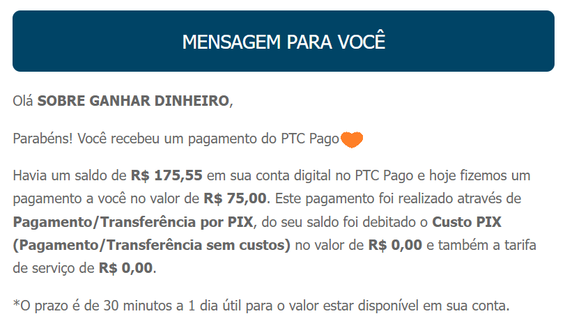 E-mail enviado pelo Site PTC Pago