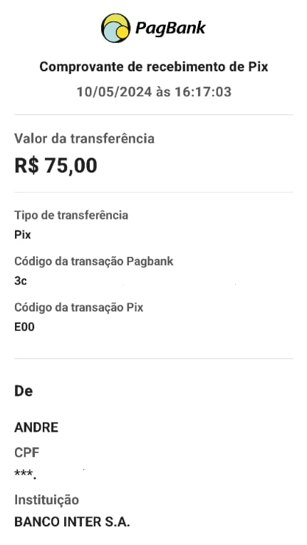 Prova de Pagamento PTC Pago Maio de 2024