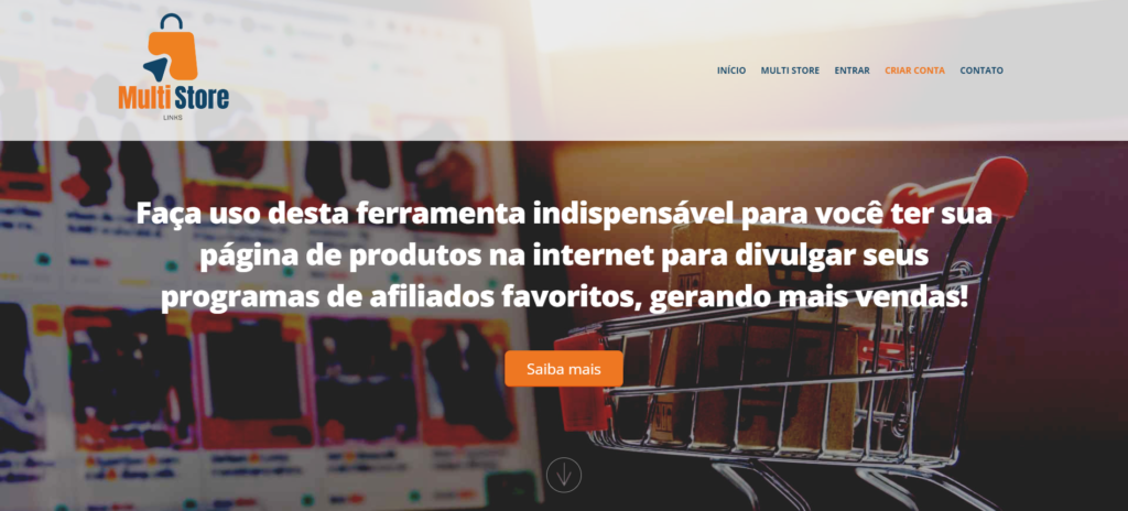 Imagem da Página Inicial do Site Multi Store Links